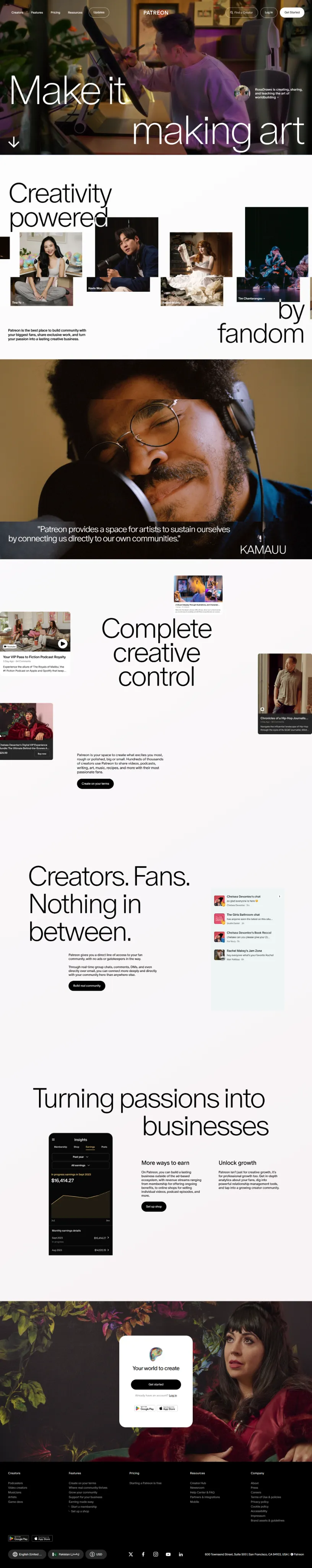 Patreon Showcase Design