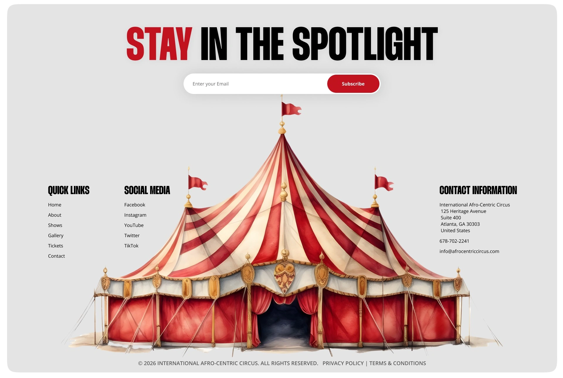 Stay in the Spotlight Circus Tent
